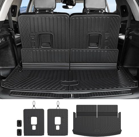 Cargo Mat Backrest Mats for 2021-2025 Jeep Grand Cherokee L, All Weather TPE Trunk Cargo Liner Car Mat Accessories(Cargo Mat+3rd Row Backrest Mat) in Kuwait