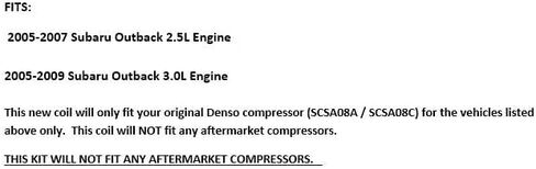 NEW AC Compressor COIL for Subaru Outback 2.5L 2005-2007; Outback 3.0L 2005-2009 in Kuwait