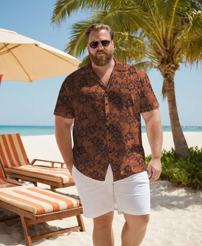 Big & Tall Men’s Vintage Floral Short Sleeve Button-Down Hawaiian Shirt – Breathable Casual Beach Vacation Shirt in Saudi Arabia
