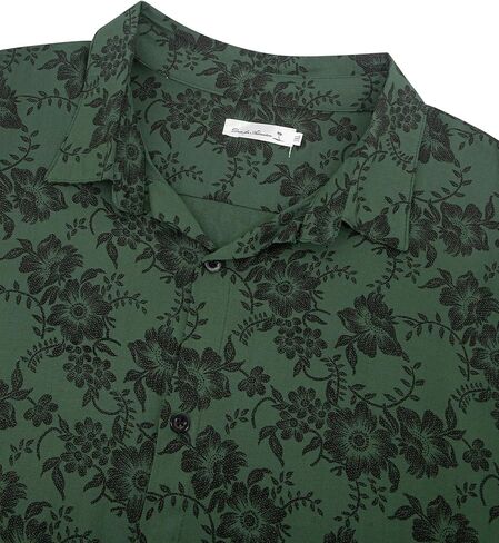 Big & Tall Men’s Vintage Floral Short Sleeve Button-Down Hawaiian Shirt – Breathable Casual Beach Vacation Shirt in Kuwait