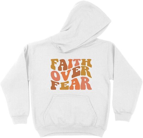 Wavy Faith Over Fear Kids Hoodie Sweatshirt Youth in Saudi Arabia