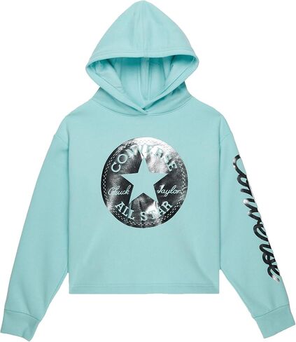 Converse Girl's Cropped Foil Hoodie (Big Kids) Light Dew LG (12-14 Big Kid) in Saudi Arabia