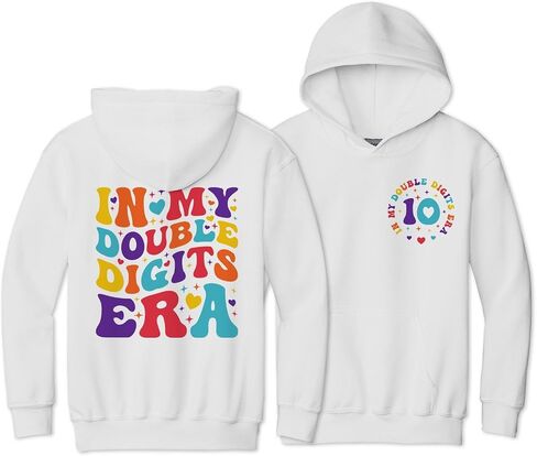 in My Double Digits Era Front and Back Kids Hoodie Sweatshirt Youth in Saudi Arabia