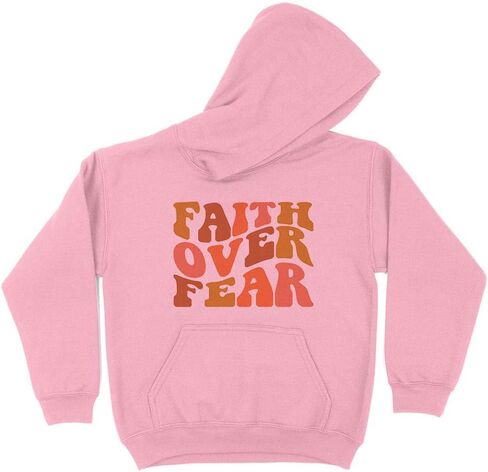 Wavy Faith Over Fear Kids Hoodie Sweatshirt Youth in Saudi Arabia