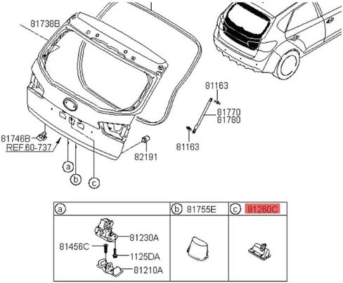 سيارة خارج صندوق القفل صندوق الجذع 812601M500 لـ KIA K3 FORTE 5 2010-2018 تجميع زر مقبض الباب الخلفي in Saudi Arabia