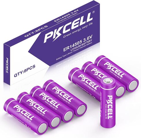 بطارية PKCELL 8-Pack ER14505 بقدرة 2400 مللي أمبير في الساعة 3.6 فولت AA بطارية ليثيوم Li-SOCL₂ بطارية غير قابلة لإعادة الشحن لمستشعر درجة الحرارة إنذار منزلي in Saudi Arabia