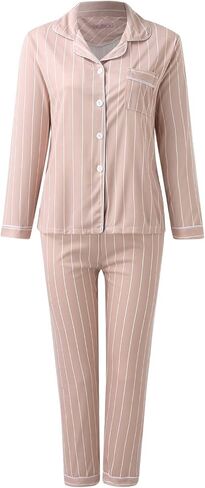 Long Pajamas for Women Set Silk V Neck Sleepwear Button up Cute Matching Lounge Sets Soft 2 Piece Pj Set with Pockets in Saudi Arabia