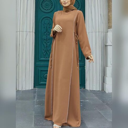 رامضان للسيدات أبايا مسلم طويل الأكمام جولة الدانتيل الدانتيل فستان الكافتان دبي الإسلامي in Kuwait
