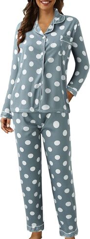 Long Pajamas for Women Set Silk V Neck Sleepwear Button up Cute Matching Lounge Sets Soft 2 Piece Pj Set with Pockets in Saudi Arabia