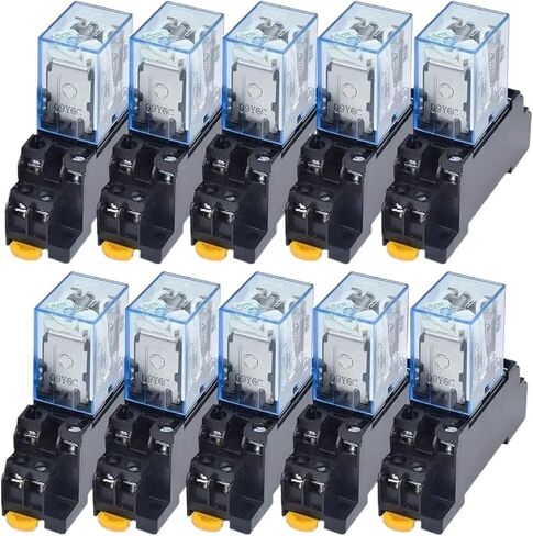 10set AC/DC 12V 24V 36V 48V 110V 220V Coil Power Relay LY2NJ DPDT 8 Pin HH62P JQX-13F with Socket Base(AC,12V) in Saudi Arabia