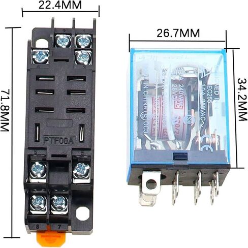 10set AC/DC 12V 24V 36V 48V 110V 220V Coil Power Relay LY2NJ DPDT 8 Pin HH62P JQX-13F with Socket Base(AC,12V) in Saudi Arabia