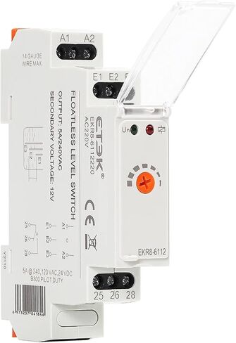 Water Level Relay Float Switch 24-240VAC/DC Electronic Liquid Level Control Monitoring Relay 5A Type 3 Knob Working EKR8(6112 AC220V) in Saudi Arabia