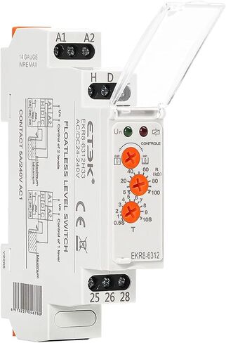 Water Level Relay Float Switch 24-240VAC/DC Electronic Liquid Level Control Monitoring Relay 5A Type 3 Knob Working EKR8(6112 AC220V) in Saudi Arabia