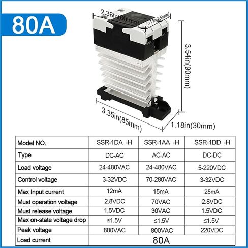 تتابع الحالة الصلبة الرادياتير الرادياتير SSR المرحلة الواحدة DIN Rail 10a 25a 40a 60a 80a 100a 120a DC-AC AC-AA DD Zero Crossing (AC Control AC ، 25A) in Kuwait