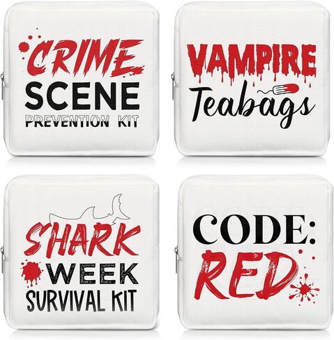 Aliceset 4 Pcs Period Bags for Teen Girls Pad Pouch Sanitary Napkins Holder Pouch Shark Tampon Storage Bags with Zipper Preppy Feminine Essentials Back to School Sanitary Products for Women Girls in Saudi Arabia