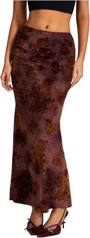 فيردوسا نساء خمر الأزهار الأزهار تنورة bodycon تنورة maxi in Saudi Arabia