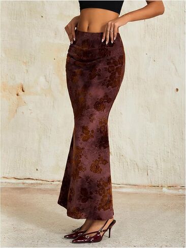 فيردوسا نساء خمر الأزهار الأزهار تنورة bodycon تنورة maxi in Saudi Arabia
