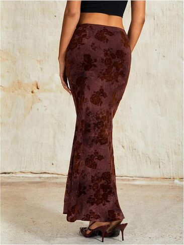 فيردوسا نساء خمر الأزهار الأزهار تنورة bodycon تنورة maxi in Saudi Arabia