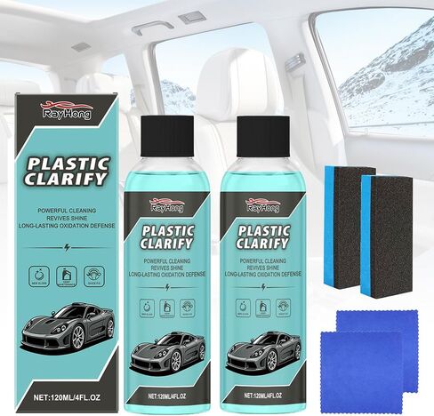 2 Pcs Plastic Clarify For Cars, Plastic Clarify, Waterless Spray Wax, All-In-One Detailer For Car Interiors & Exteriors, Plastic Rubber Leather Restorer For Cars-120 ML in Saudi Arabia