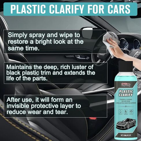 2 Pcs Plastic Clarify For Cars, Plastic Clarify, Waterless Spray Wax, All-In-One Detailer For Car Interiors & Exteriors, Plastic Rubber Leather Restorer For Cars-120 ML in Saudi Arabia