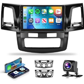 2G+64G Wireless CarPlay Car Stereo for Toyota Hilux Fortuner 2005-2014, Podofo 9" HD IPS Touch Screen Android Bluetooth Radio with Wireless Android Auto MirrorLink GPS HiFi Audio WiFi Backup Camera in Kuwait