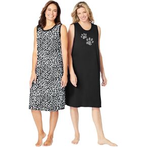 Dreams & Co. Plus Size 2-Pack Sleeveless Sleepshirt in Kuwait
