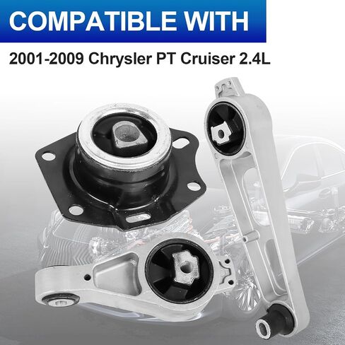 مجموعة حوامل محرك المحرك - متوافقة مع Chrysler PT Cruiser 2001-2010، Neon 2000-2002 & Dodge Plymouth L4 2.0L 2.4L، استبدال # A2948 A2949، مجموعة من 2 in Kuwait