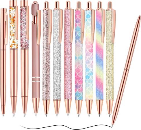 4 Pcs Colorful Metal Ballpoint Pen, Unique Metal Bling Dynamic Liquid Sand Pen with Black Ink Office Supplie Gifts Pens for Christmas Engagement Wedding Birthday Mother Day in Saudi Arabia