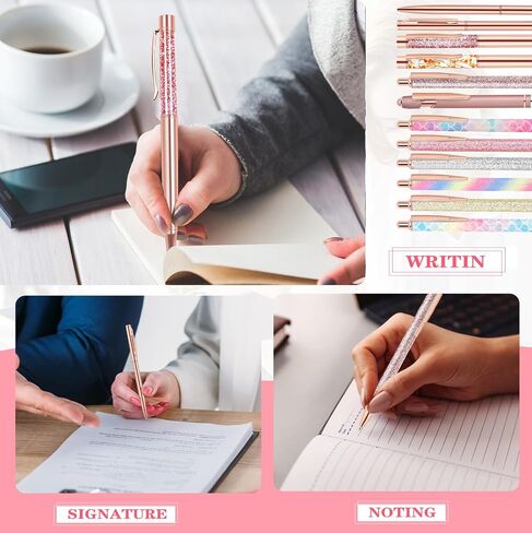 4 Pcs Colorful Metal Ballpoint Pen, Unique Metal Bling Dynamic Liquid Sand Pen with Black Ink Office Supplie Gifts Pens for Christmas Engagement Wedding Birthday Mother Day in Saudi Arabia