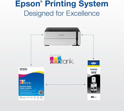 EPSON 532 EcoTank Ink Ultra-high Capacity Bottle Black (T532120-S) Works with EcoTank ET-M2170, ST-M3000, ET-M3170, ST-M1000, ET-M1170 in Saudi Arabia