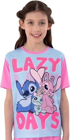 Disney Stitch Pajamas, Short Sleeve Lilo And Stitch Pjs, Cute Girls Pajamas, Pajama Set For Summer in Saudi Arabia