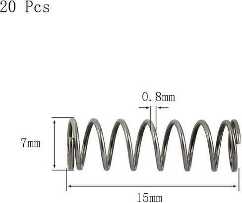 الصلب النابض الانضغاطي ، ربيع الضغط ، الفولاذ الربيعي ، 8 مم OD ، قطر سلك 0.8 مم ، طوله 25 مم ، 20 قطعة (0.8 × 8 × 45 مم) in Kuwait