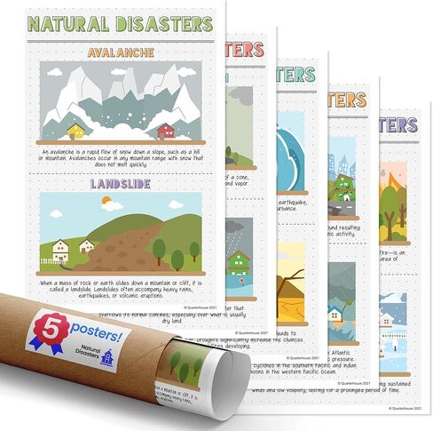 Quarterhouse Earth Science Poster Set, Science and Geography Classroom Learning Materials for K-12 Students and Teachers, Set of 4, 12 x 18 Inches, Extra Durable in Kuwait