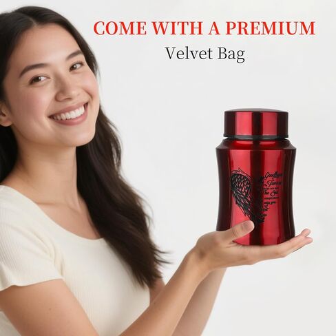 4.5 Inches Medium Size Urns for Human Ashes Adult, Heart Angel Wings Cremation Decorative Urns for Man, Female, Pets - Matte Blue in Kuwait