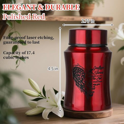 4.5 Inches Medium Size Urns for Human Ashes Adult, Heart Angel Wings Cremation Decorative Urns for Man, Female, Pets - Matte Blue in Kuwait