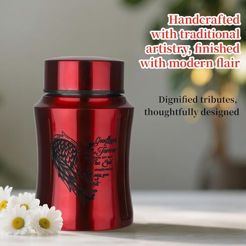 4.5 Inches Medium Size Urns for Human Ashes Adult, Heart Angel Wings Cremation Decorative Urns for Man, Female, Pets - Matte Blue in Kuwait