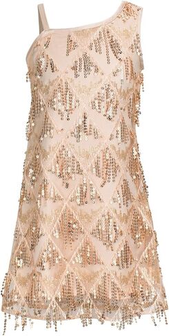 Welaken Girls واحد كتف الترتر فستان الزعنفة مع سحاب جانبي in Kuwait