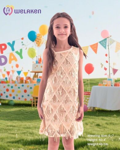 Welaken Girls واحد كتف الترتر فستان الزعنفة مع سحاب جانبي in Kuwait