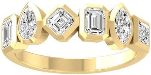 10K, 14K in White, Yellow Gold or Sterling Silver Ascher, Emerald and Marquise-shape Lab Grown Diamond Eternity Band Ring (1 1/4 Cttw, D-F Color, VS1 Clarity) in Kuwait