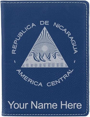 LaserGram Faux Leather Passport Holder, Flag of Nicaragua, Personalized Engraving Included (Burgundy) in Saudi Arabia
