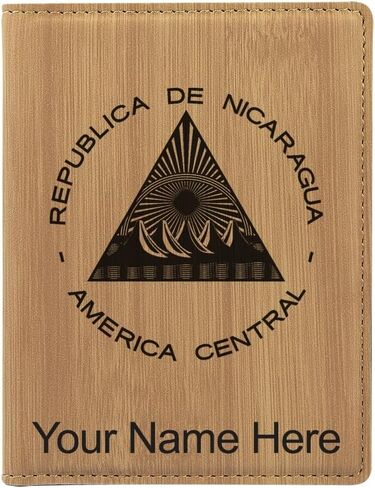 LaserGram Faux Leather Passport Holder, Flag of Nicaragua, Personalized Engraving Included (Burgundy) in Saudi Arabia