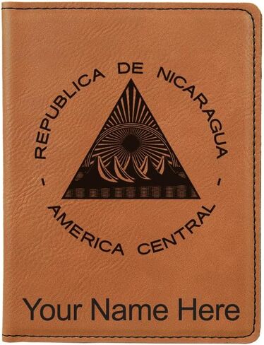 LaserGram Faux Leather Passport Holder, Flag of Nicaragua, Personalized Engraving Included (Burgundy) in Saudi Arabia