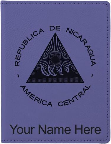 LaserGram Faux Leather Passport Holder, Flag of Nicaragua, Personalized Engraving Included (Burgundy) in Saudi Arabia