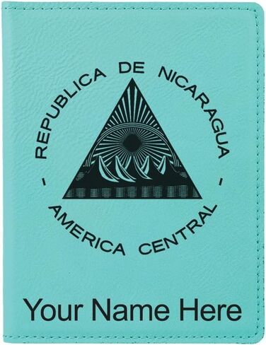 LaserGram Faux Leather Passport Holder, Flag of Nicaragua, Personalized Engraving Included (Burgundy) in Saudi Arabia