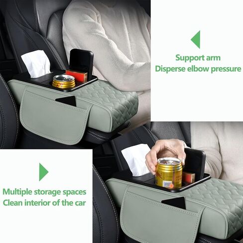 Arm Rest Cover for Car 6.3" Narrow Style,6-in-1 Microfiber Leather Center Console Cover with 2 Storage Bags Cup Holder, Tissue Box Slot, Phone Slot,Universal Accessories Interior Organizers (Black) in Saudi Arabia