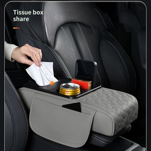 Arm Rest Cover for Car 6.3" Narrow Style,6-in-1 Microfiber Leather Center Console Cover with 2 Storage Bags Cup Holder, Tissue Box Slot, Phone Slot,Universal Accessories Interior Organizers (Black) in Saudi Arabia