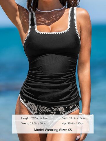 Cupshe Women's Tankini يضع قطعتين من ملابس السباحة مربعة تربيخ بدلة السباحة روت القابلة للتعديل in Saudi Arabia