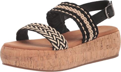 Lucky Brand Women's Jadiel Braided Platform Sandal Wedge, Black Multi, 8.5 in Saudi Arabia