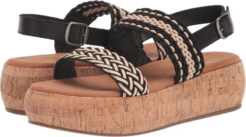 Lucky Brand Women's Jadiel Braided Platform Sandal Wedge, Black Multi, 8.5 in Saudi Arabia