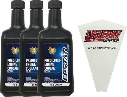 Three Pack Compatible with Suzuki Ecstar Prediluted Engine Coolant 990A0-02E10-01Q Contains Three Quarts and a Funnel in Saudi Arabia